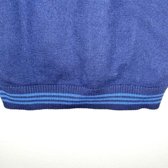 Bonanza Mens Lambs Wool Sweater Vest Vtg 80s Dad V Neck Ribbed Hem Blue Size 42 - Picture 3 of 6